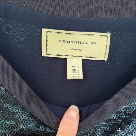 ANTHRO Moulinette Soeurs Interstella Blue Sequin Midi Shift Dress size XS - Picture 5 of 10